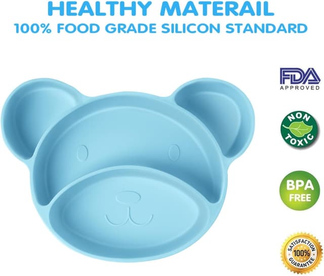 Detalle de Vicloon Baby Teller mit Saugnäpfen aus Silikon – rutschfestes Baby-Tischset für Kleinkinder