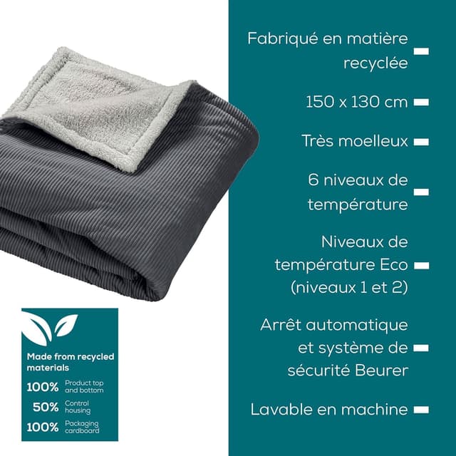 Thumbnail 6 de Beurer HD 80 couverture chauffante 180x130 cm 🌡