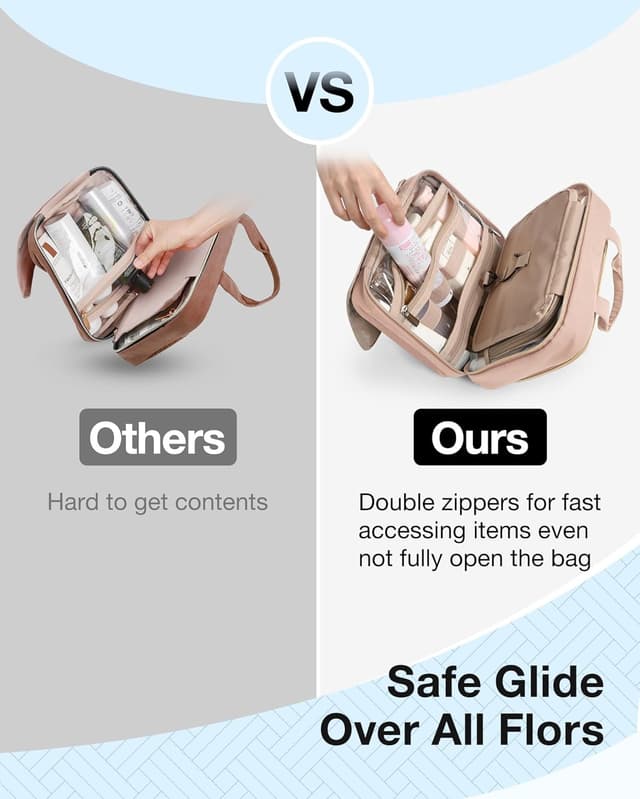 Detalle de BAGSMART Hanging Toiletry Bag with TSA Approved Transparent Cosmetic Bag (Medium Pink)