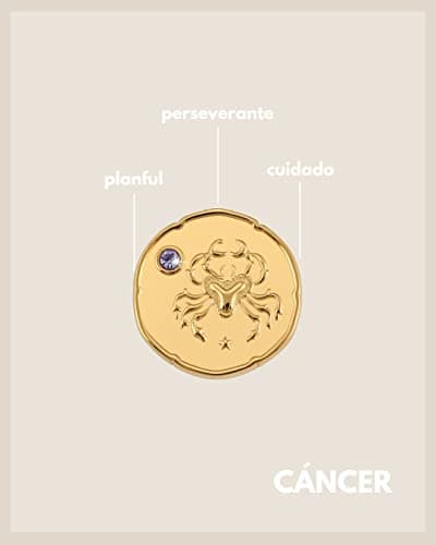 Detalle 2 de GD GOOD.designs cadena de oro del zodiaco con piedra de nacimiento (chapado en oro de 18K, collar ajustable)