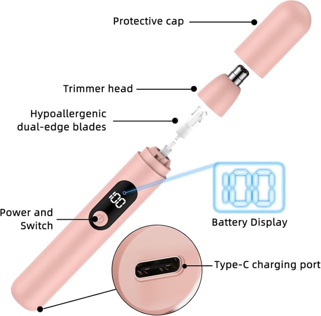 Thumbnail 5 de Nose Hair Trimmer Rechargeable Cordless Dual Edge Tool 🪥
