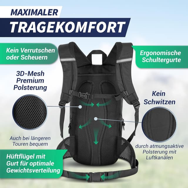 Detalle de SASMO Fahrradrucksack 14+3 l mit Thermofach, Helmnetz und Regenschutz