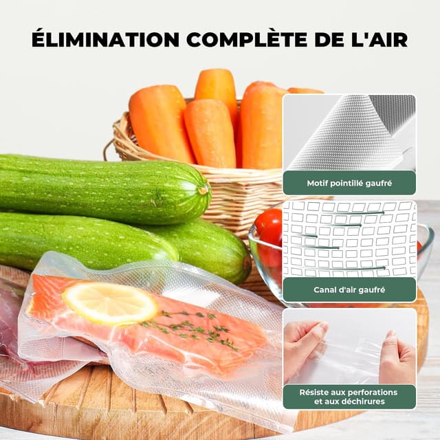 Thumbnail 2 de Rouleau Sous Vide Alimentaire 10 rouleaux sans BPA (5x 28x300 cm + 5x 20x300 cm) pour machine sous vide