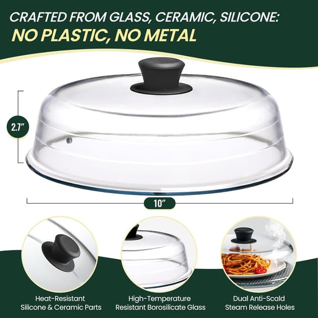 Detalle 2 de Snuvid 2 in 1 Glass Microwave Splatter Guard 10in