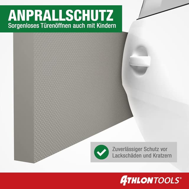 Detalle 2 de ATHLON TOOLS 4x MaxProtect Premium Garagen-Wandschutz (Türkantenschutz) selbstklebend, Grau