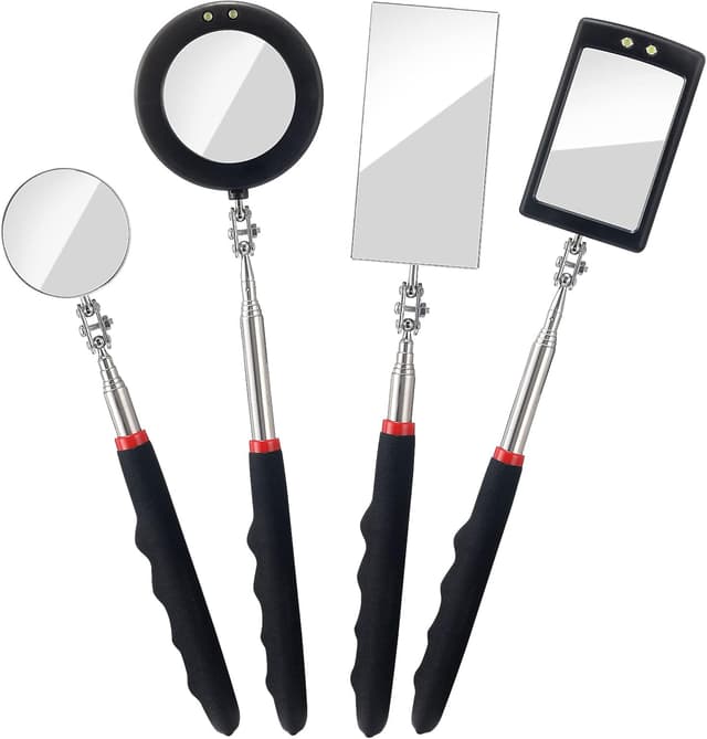 Detalle de FPXNB 4PCS telescoping inspection mirror with LED lighted inspection mirrors for mechanics and vehicle checks