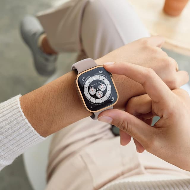 Detalle de Kawoco 2-in-1 wasserdichte Schutzhülle für Apple Watch Series 11/10 42 mm (roségold) mit gehärtetem Glas