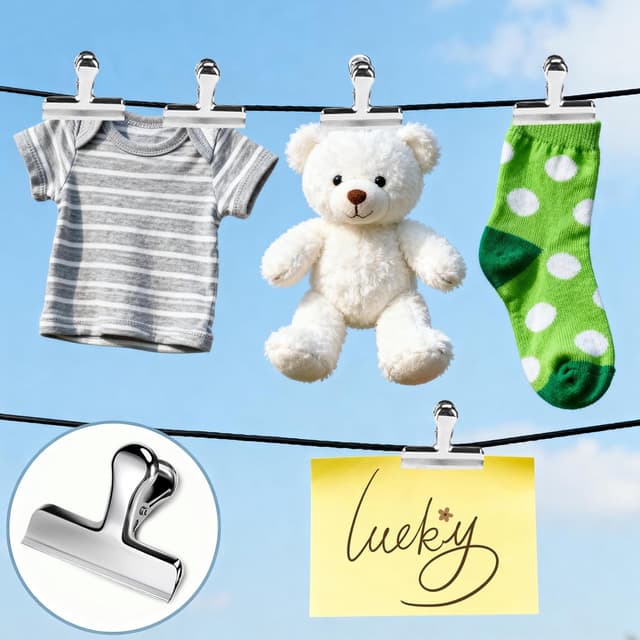 Thumbnail 6 de Lociban set da 12 mollette chiudi sacchetti in acciaio inox da 77 mm (argento)