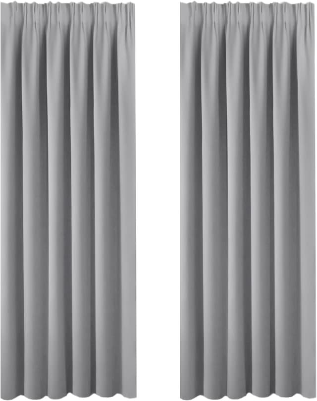 Detalle de BellaHills Blackout Tape Top Curtain Drapes (2 Panels) – Dove Grey, 90 x 90 inch
