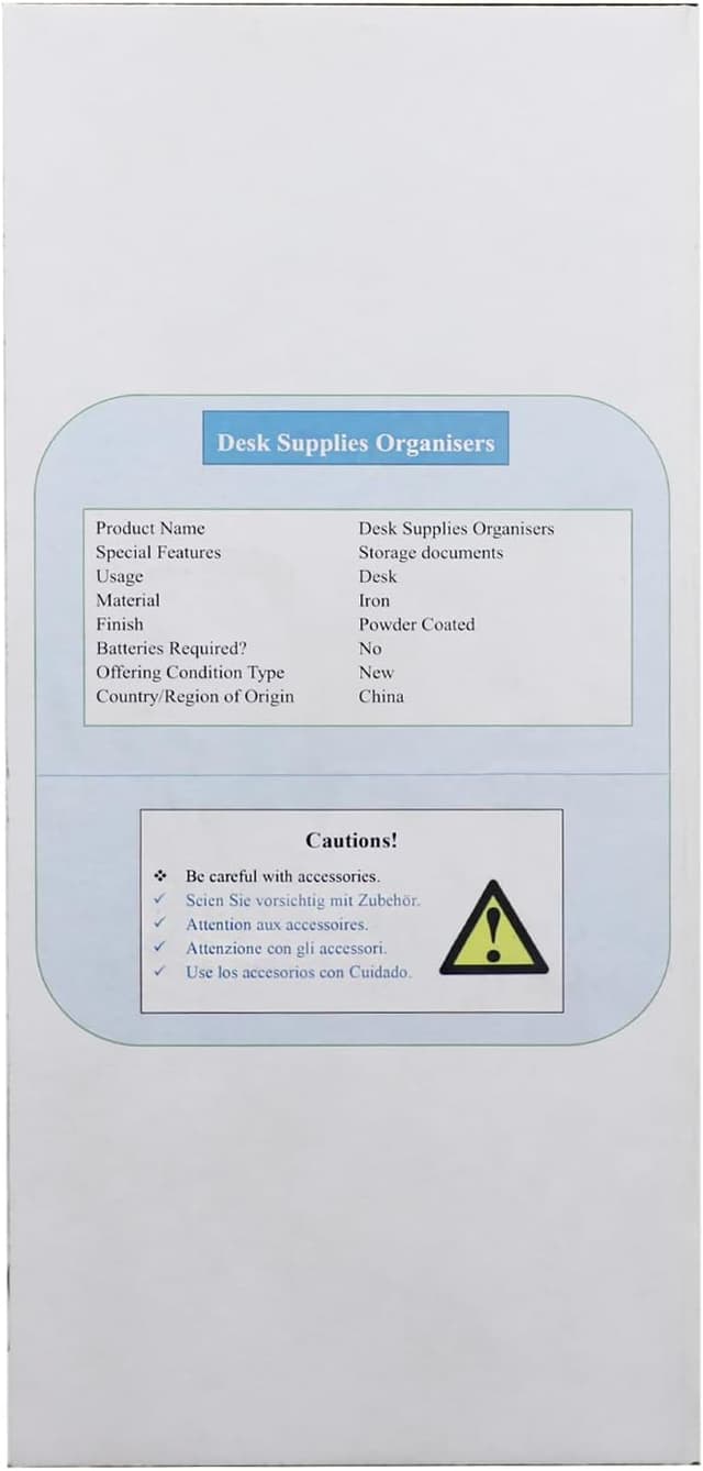 Detalle de Paper Letter Tray with Handle (5-Tier Metal Mesh) A4 Desk File Organiser in Black