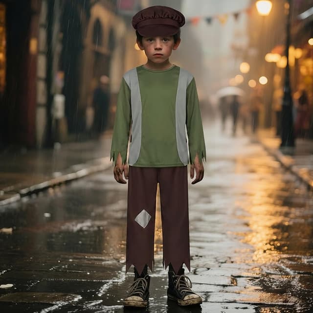 Thumbnail 6 de DiULi Costume victorien pauper 3 pièces enfant (4 à 12 ans) avec pantalon et capuchon