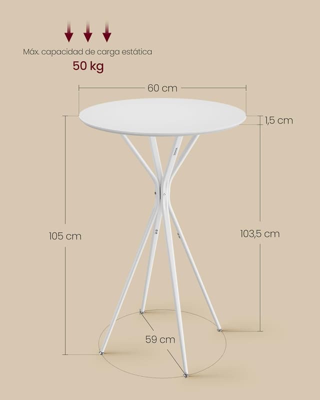 Thumbnail 2 de VASAGLE Mesa de Bar redonda 60 cm