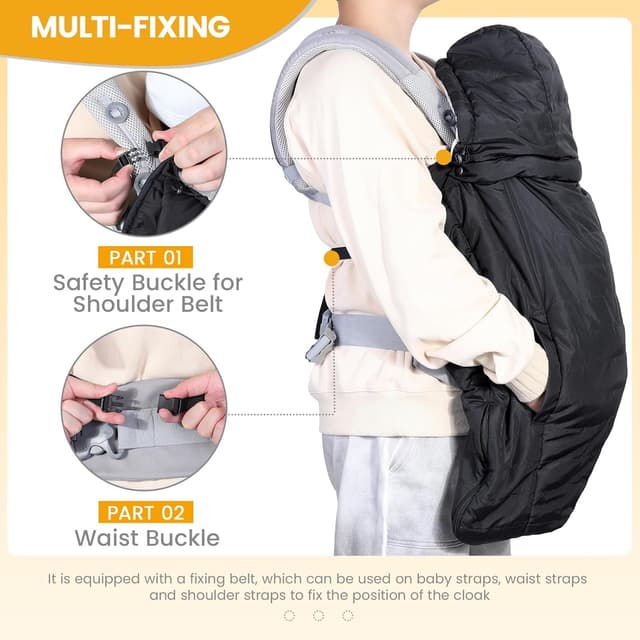 Thumbnail 3 de Orzbow Couverture de portage bébé imperméable, polaire chaud