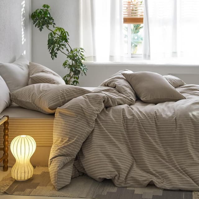 Thumbnail 3 de MooMee Striped Duvet Cover Set Super Queen 90x98