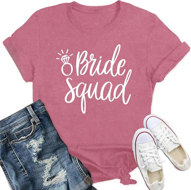 Detalle de Qskall Hen Party Bride to Be T-Shirt (Bride Squad Tee)