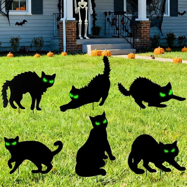 Detalle de ILMFMY Halloween Gartendeko 6er Set Schwarze Katzen