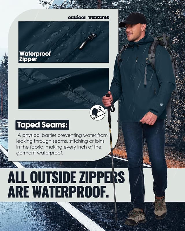 Detalle 2 de Wasserdichte Herren Regenjacke mit 10.000 mm