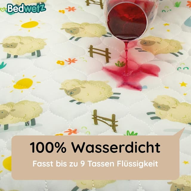 Detalle de Bedwetz waschbare Kinder-Matratzenauflage mit wasserdichtem Schutz (5-lagig, seitliche Umschläge)