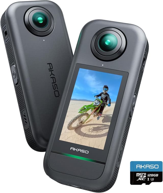 Detalle de AKASO 360-360° Action Camera with 5.7K 360° video, 72MP photos & touchscreen (includes 128GB microSD)