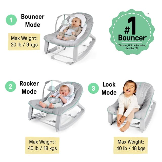 Thumbnail 2 de Ingenuity Keep Cozy 3-in-1 Baby Bouncer 40 lbs