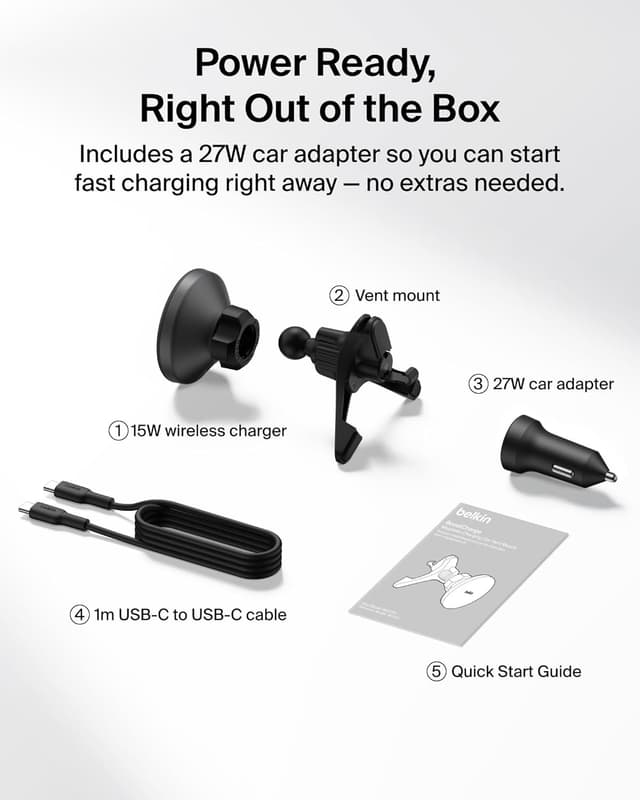 Thumbnail 6 de Belkin Wireless Car Charger MagSafe Qi2 Fast 1M Cable