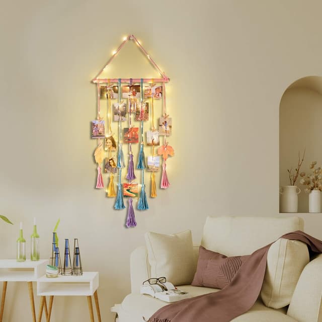 Thumbnail 1 de Homecor Hanging Macrame Photo Display with Remote Light