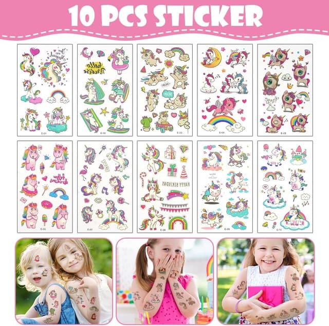 Detalle de URAQT sacca per bambini Unicorno con coulisse e portachiavi tattoo