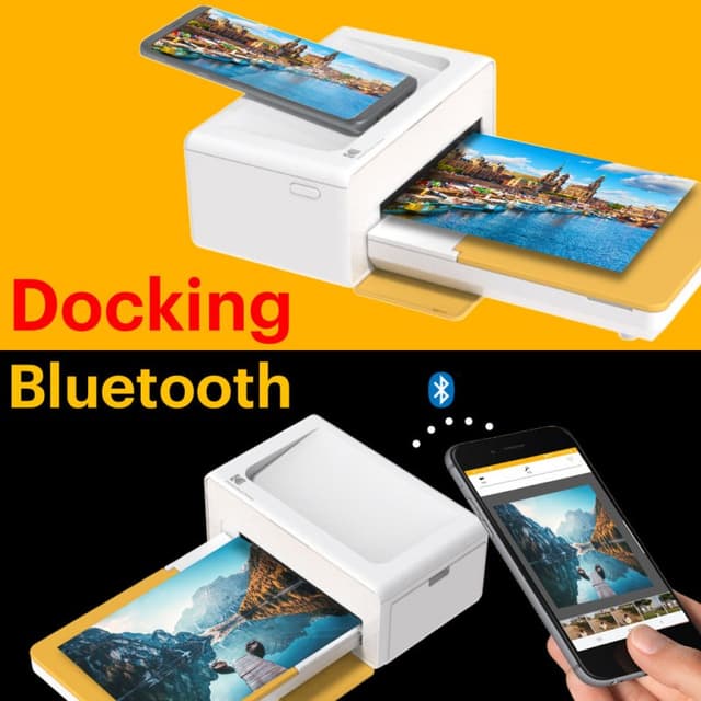 Detalle 2 de Kodak Dock Plus PD460 impresora fotográfica portátil Bluetooth blanca para imprimir 4x6 desde el móvil