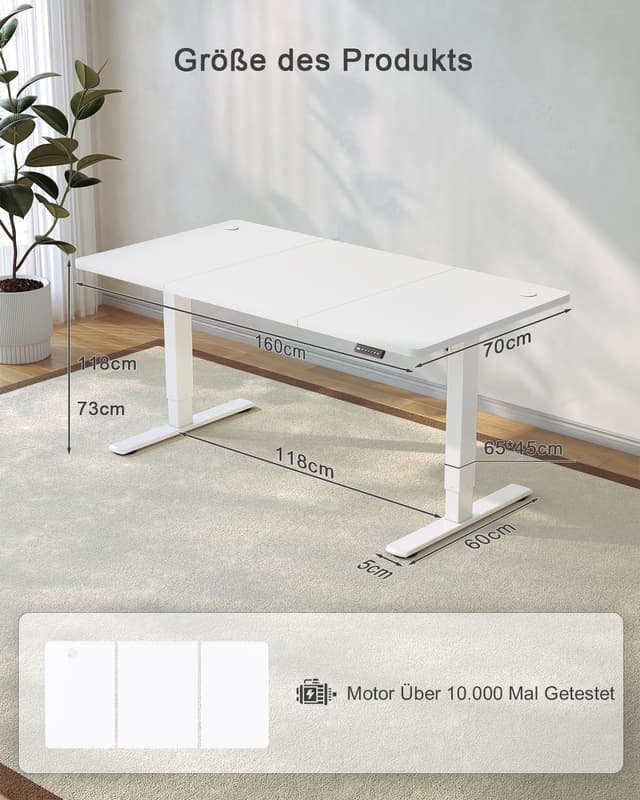 Thumbnail 4 de JUMMICO Höhenverstellbarer Schreibtisch 160x70cm