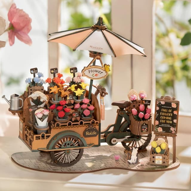 Detalle de Rolife Puzzle 3D en bois – Kit de modélisation « cart fleur » pour adultes et ados