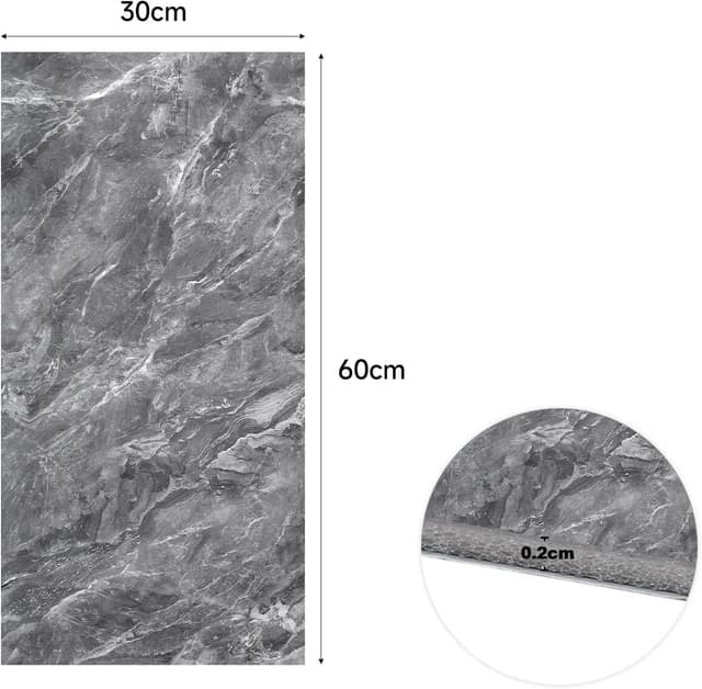 Thumbnail 6 de Warmiehomy Marble Tiles 60x30cm (10 Pack) Self-Adhesive Waterproof Peel-and-Stick Wall Tiles – Earl Grey