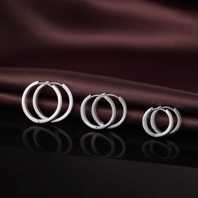 Detalle de jiamiaoi Weißgold-plattierte Creolen aus 925 Sterling Silber (nickelfrei) – große Damen-Ohrringe in 30/40/50 mm