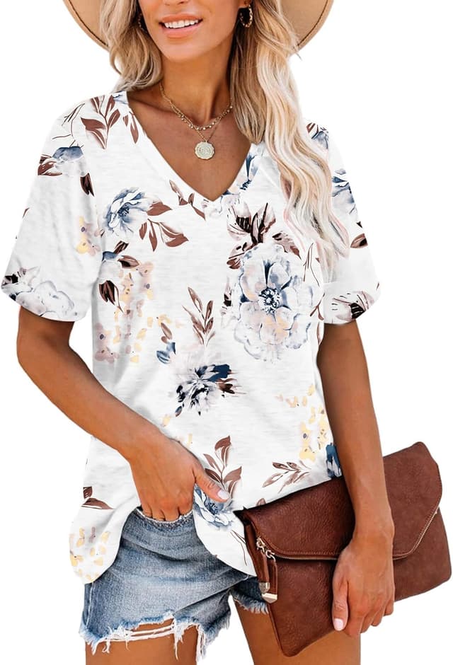 Thumbnail 1 de MOLERANI t-shirts femme manches courtes col en V rayé, coupe ample (S à 2XL)