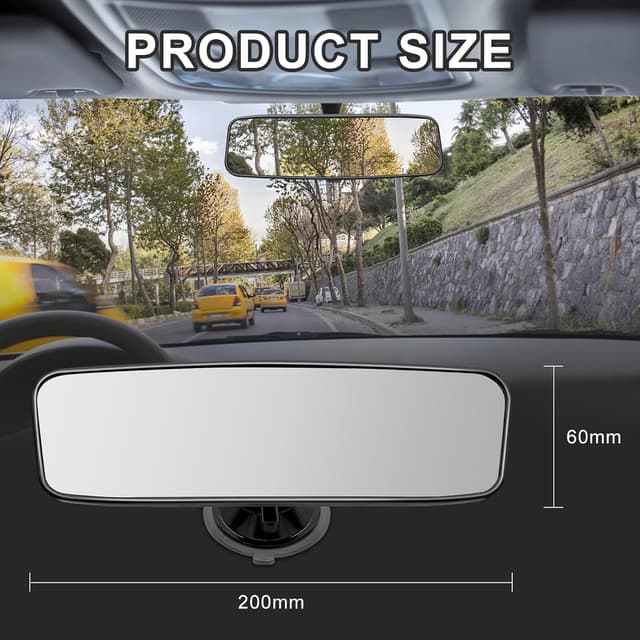 Detalle 2 de Obidodi rear view mirror for driving test (200 x 60mm) — adjustable suction-cup instructor/learner examiner mirror