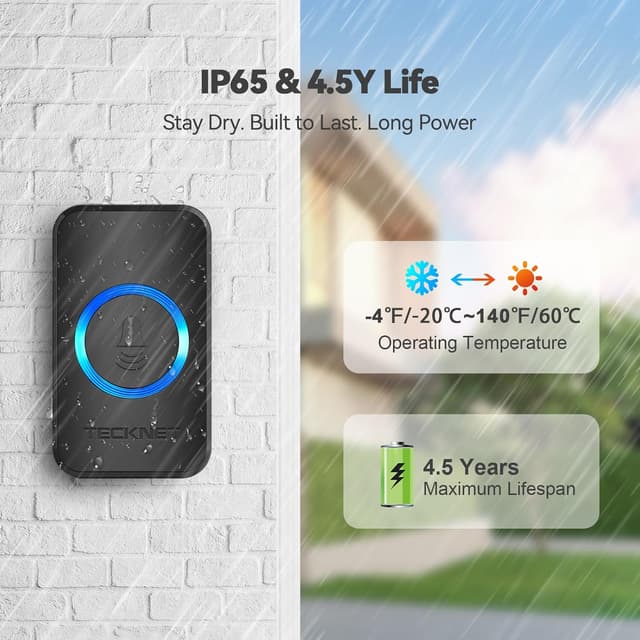 Thumbnail 2 de TECKNET Wireless Doorbell 400m range 🔔