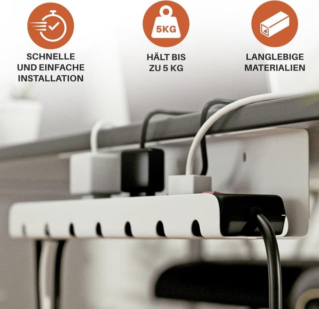 Detalle 2 de Zenacasa 2er Kabelmanagement Schreibtisch Schwarz