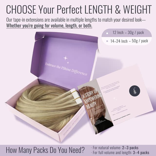 Detalle de Fshine Tape Extension Echthaar 45 cm (50 g, 20 Stück) Goldblond/Mittelblond Skin Weft – Farbe 16P22