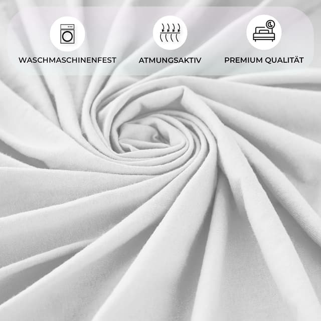 Thumbnail 4 de Buymax Spannbettlaken 180×200 cm Baumwolle Jersey Weiß