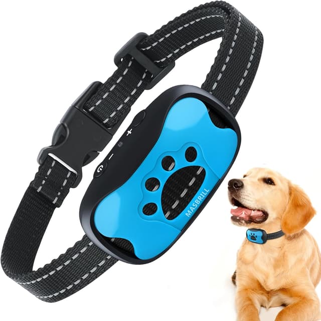Detalle de MASBRILL Collier Anti-Aboiement 2 modes (son + vibration) – réglable, 7 niveaux de sensibilité