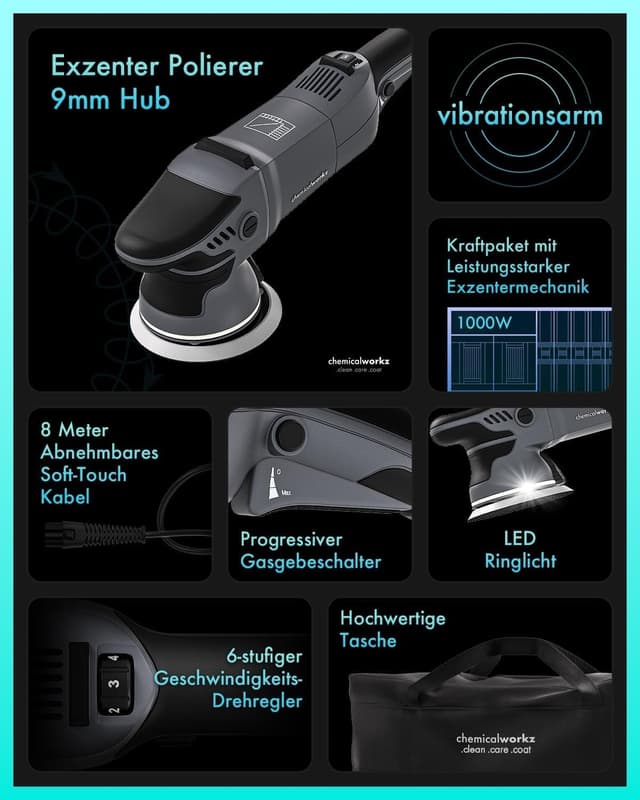 Detalle 2 de chemicalworkz DA9 Pro Max 1000 W Exzenterpolierer