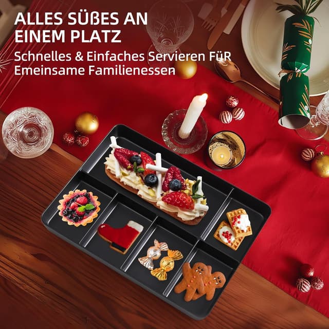 Thumbnail 3 de La Joventino 2er-Set Snack Tray aus Melamin – spülmaschinenfestes Fächertablett für Küche & Theke (schwarz)