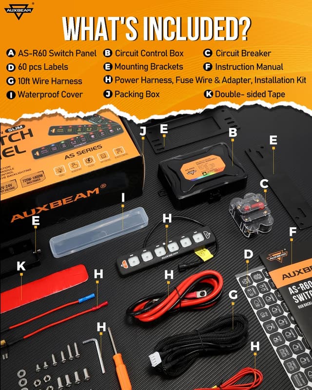 Thumbnail 6 de Auxbeam AS-R60 6-Gang Slim RGB Switch Panel (Auto-Dimming, Memory, Waterproof)