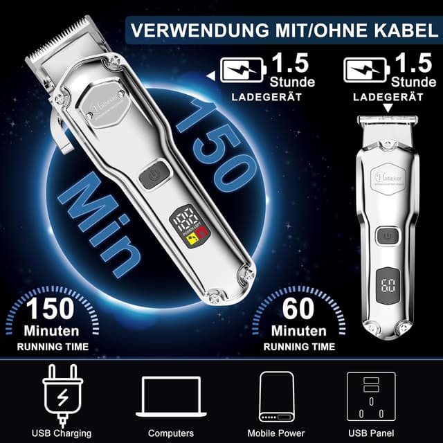 Detalle de Hatteker Haarschneidemaschine 1200 mAh 💇