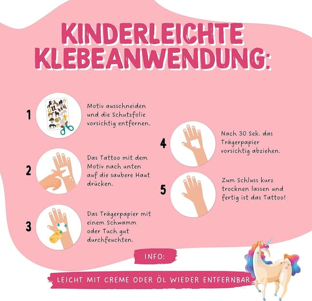 Detalle 2 de Papierdrachen Tattoos für Mädchen mit Pferden 100