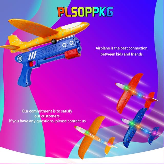 Thumbnail 4 de Airplane Launcher 3-Pack LED Glider Set 🪁