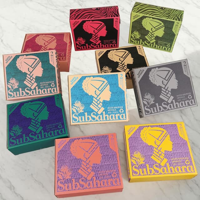 Detalle 2 de SubSahara Authentic African Net Sponge (2-Pack) for Body & Face — Gentle Exfoliating Loofah Sponge, Travel-Friendly, Quick-Drying