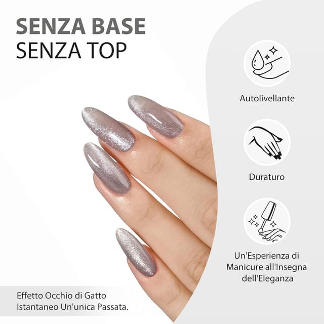 Detalle de HALMAI Smalto semipermanente Cat Eye OneCoat 5 in 1 con magnete (Argento) per unghie