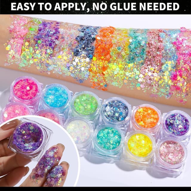 Detalle 1 de Festival Glitzer Gesicht Set 12 Farben