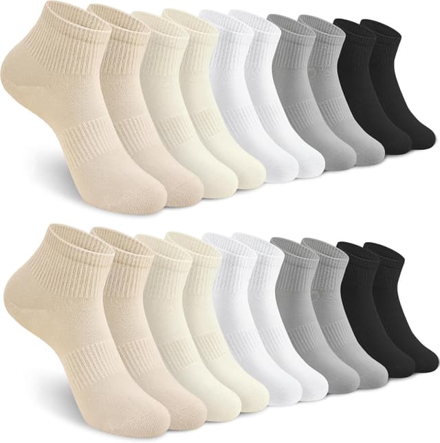 Detalle 2 de Tialfas 10 Pairs Women’s Trainer & Running Socks (4–7) – Breathable Cotton Ankle Quarter Socks, Multipack