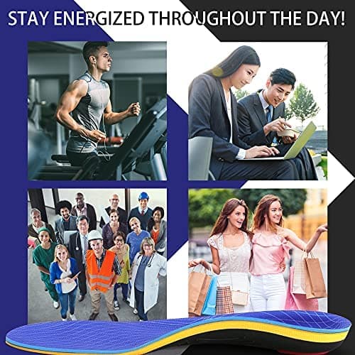 Detalle de VALSOLE plantillas ortopédicas de soporte de arco alto (Azul) para fascitis plantar y pies planos, talla 37-38